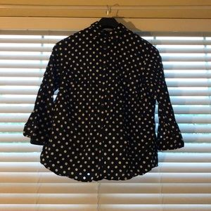 Black and white polka dot button down